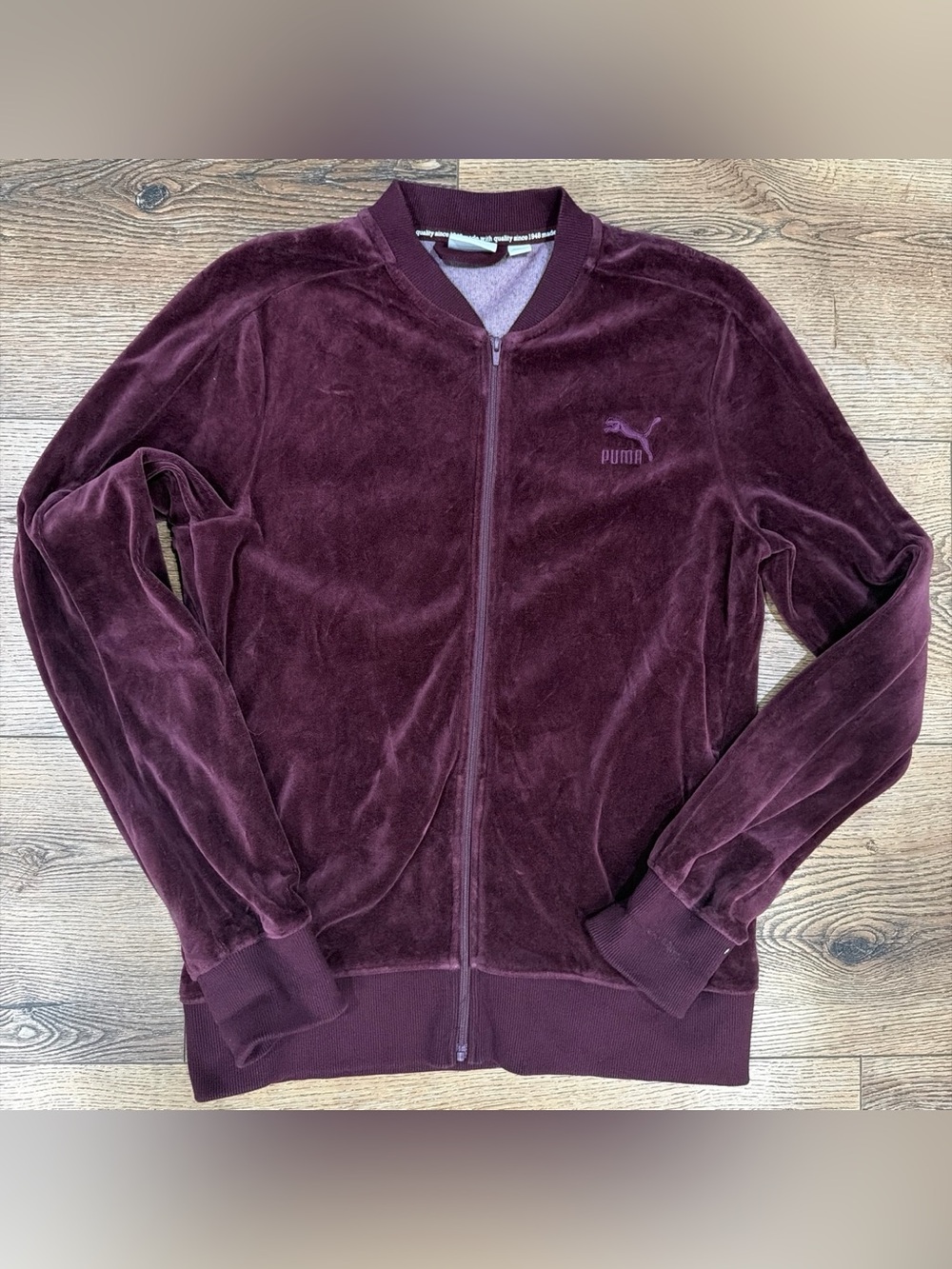 Puma Men’s Velvet Bomber Jacket in Deep Burgundy